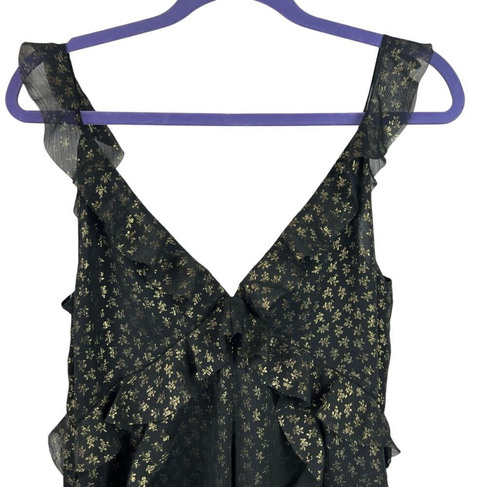 All Saints Derrell Black & Gold Ruffle Dress - Picture 5 of 15